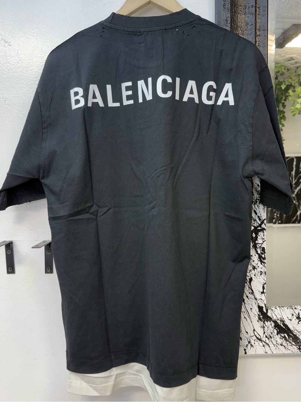 Balenciaga Unisex Black Short-Sleeve big Logo double shirt Tee